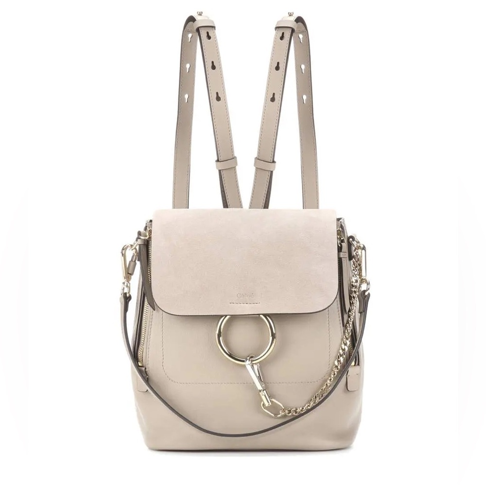 Chloé Medium Calfskin and Suede Faye backpack in Motty Grey - Picture 9 of 16